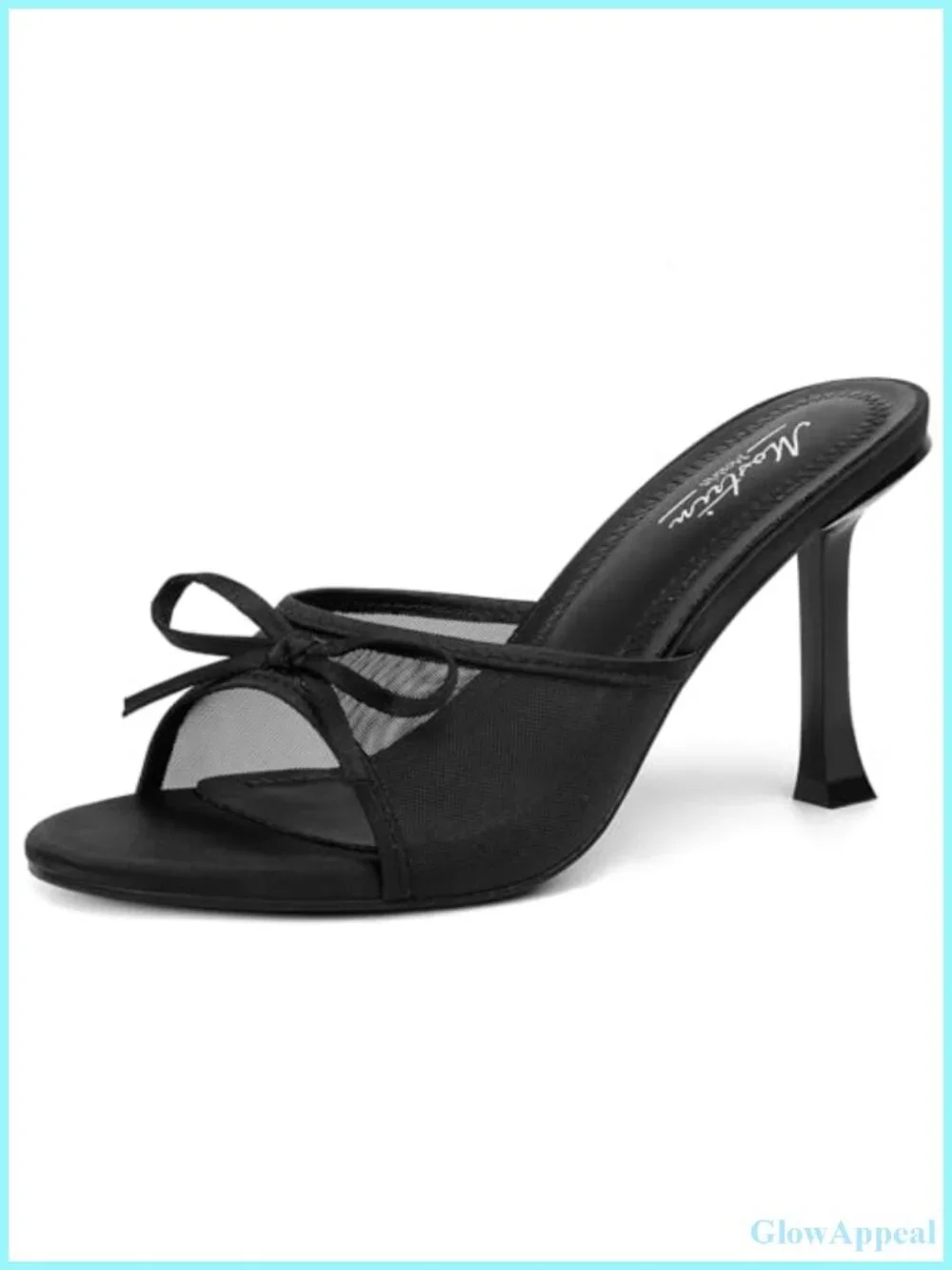 Kitten Heels for Women Round Toe Bow Vintage Mules Slip on Stiletto Backless